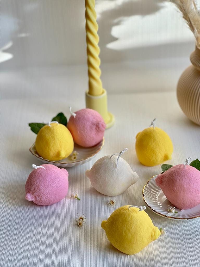 Lemon Shaped Candles Fruit Candlescented Candle Soy Wax Etsy