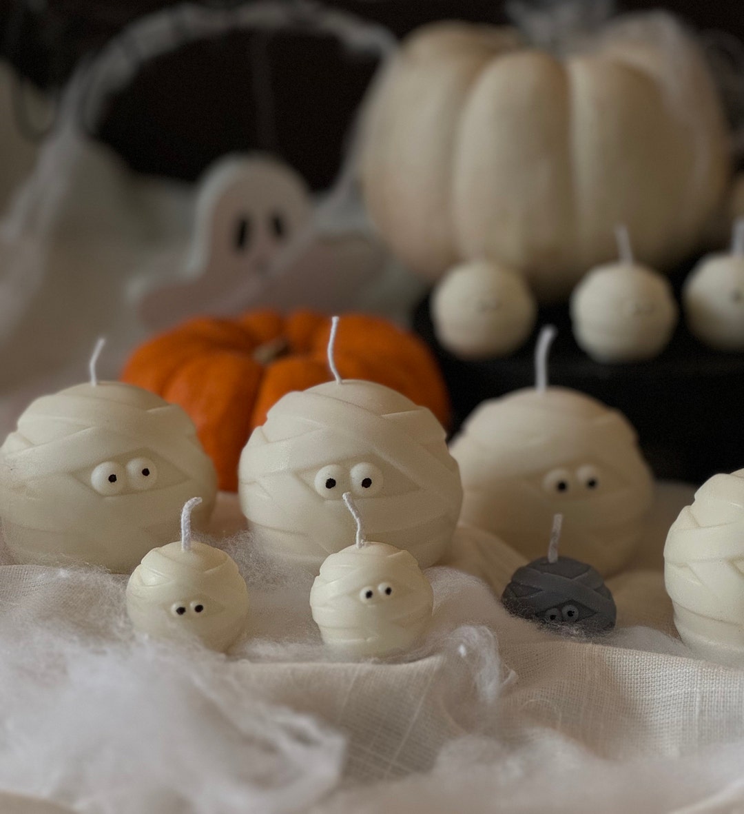 Mummy Ghost Candles | Halloween Mummy Ghosts | Spooky Candles | Autumn Candles | Autumn Decoration | Fall | Halloween Candles | Soy wax