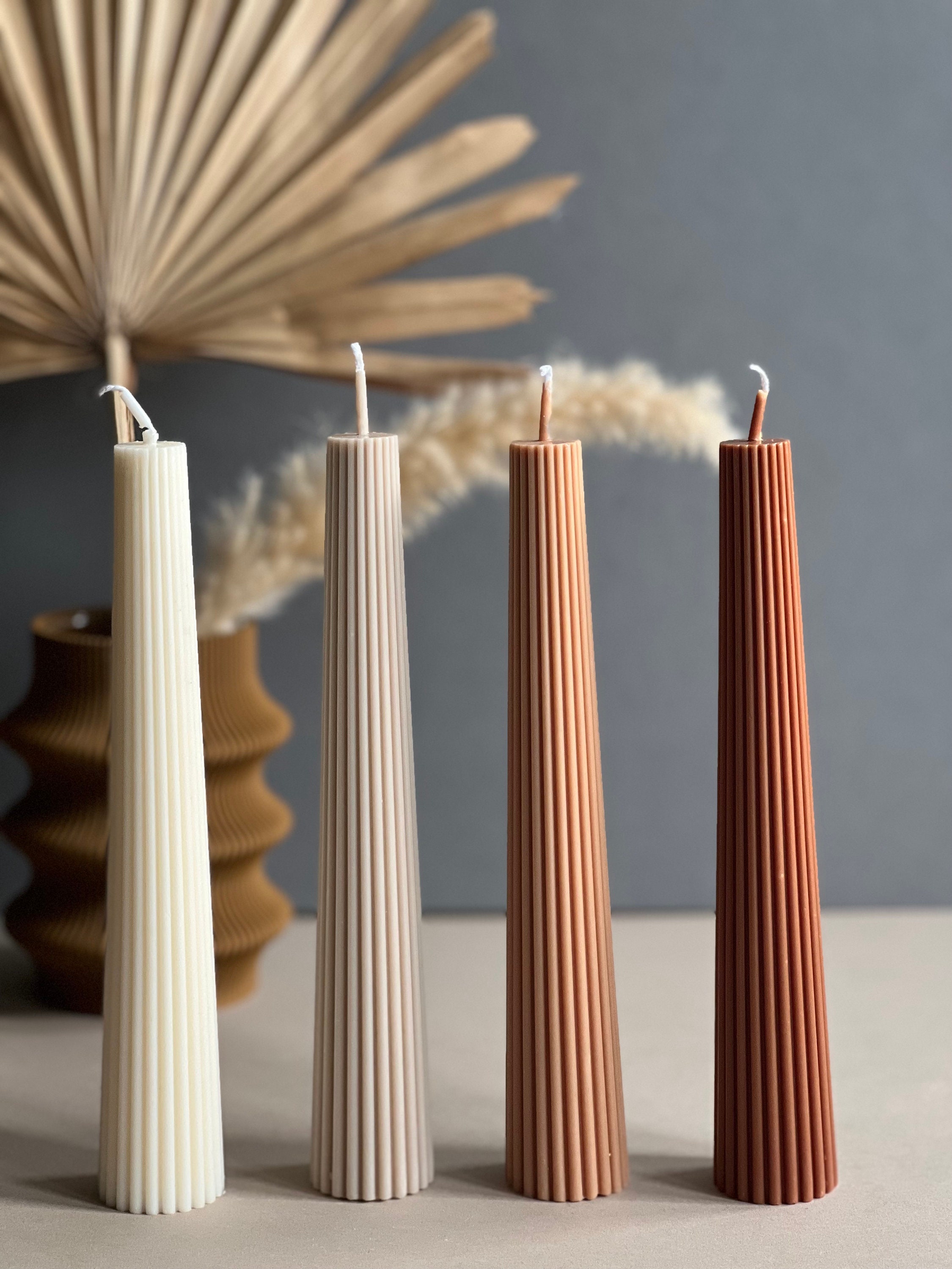 Greko Column Ribbed Candles Ribbed Pillar Candle Dinner Etsy