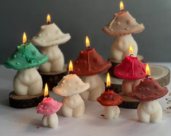 Mushroom Goddess Candle: Soy Wax Venus Torso, Fairy Forest Decor