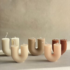 U shaped candle Ribbed candle U candle Home-decor candle Aesthetic candle Pillar candle Soy candle Vegan candle image 3