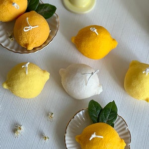 Bougies en forme de citron | Bougie aux fruits|Bougie parfumée| Bougie à la cire de soja | Bougie végétalienne | Bougies piliers