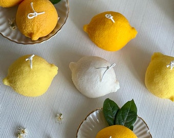 Candele a forma di limone/Candele alla frutta/Candele profumate/Candele in cera di soia/Candele vegane/Candele pilastro