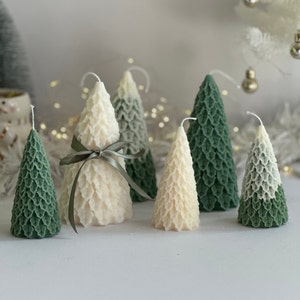 Large Pine Christmas Tree Candle: Soy Wax Holiday Decor