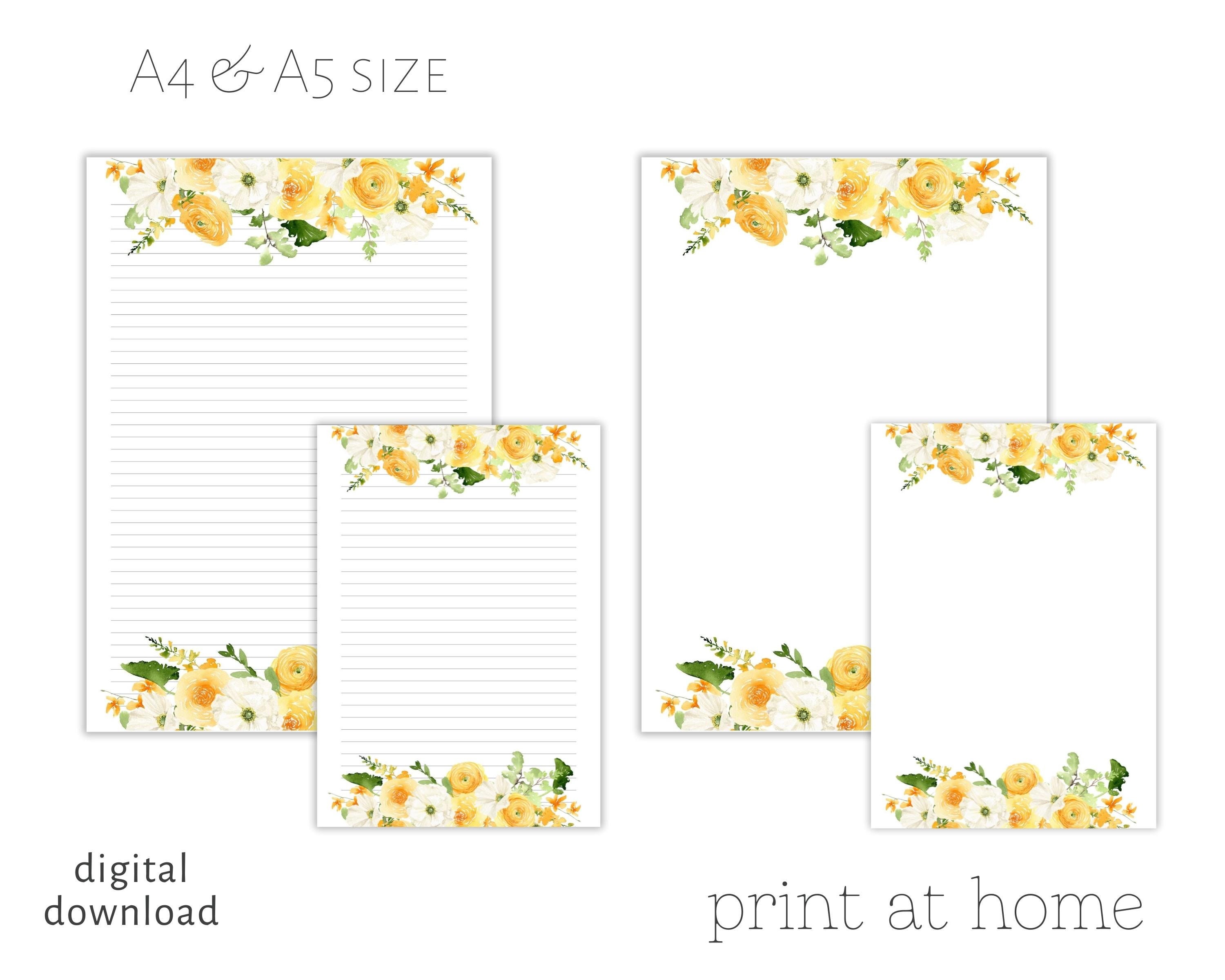 Printable Floral Letter Paper Letter Writing Paper Letter Etsy