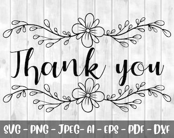 Floral Thank You SVG: Card, Tags, Small Business (Digital Download)