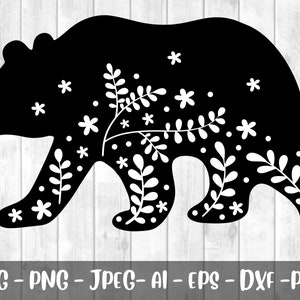 Bear SVG, Floral Bear SVG, Flower bear svg, Floral Bear PNG, Teddy Svg, Teddy Bear Svg, Boho bear svg, Boho svg, scandinavian svg