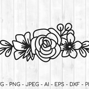 Fleur svg, svg floral, bouquet de fleurs svg, ligne fleur svg, fleur sauvage svg, pâques svg