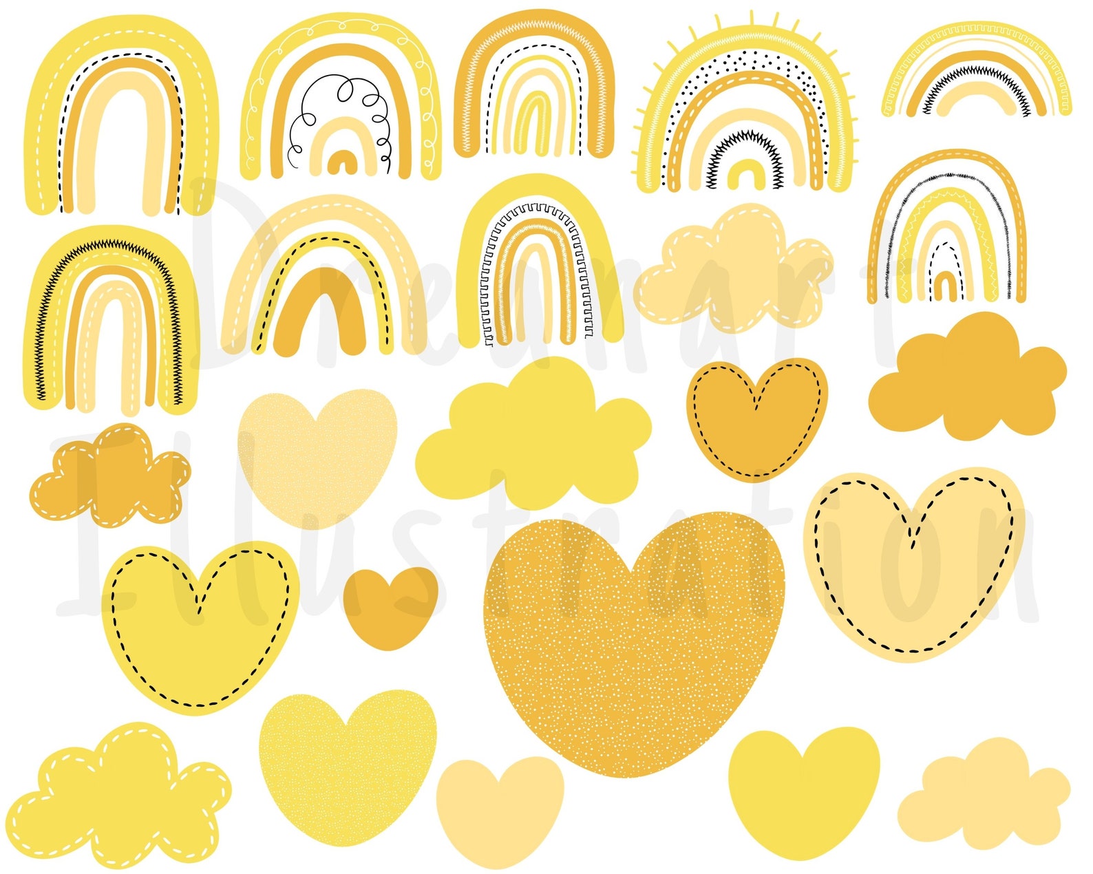 Yellow Rainbow Png Yellow Rainbow Clip Art Rainbow Clipart Etsy