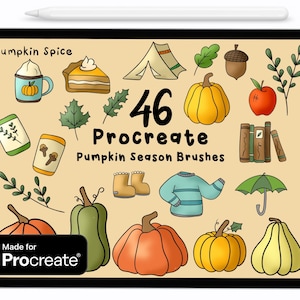 Pumpkin season Procreate Brushes, Procreate, Fall brushes for Procreate, Procreate autumn brush set