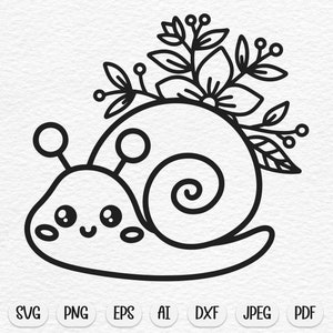 Floral snail svg, snail svg, cute svg, kawaii svg, snail clipart, cute snail svg, baby svg, sublimation designs, animal svg