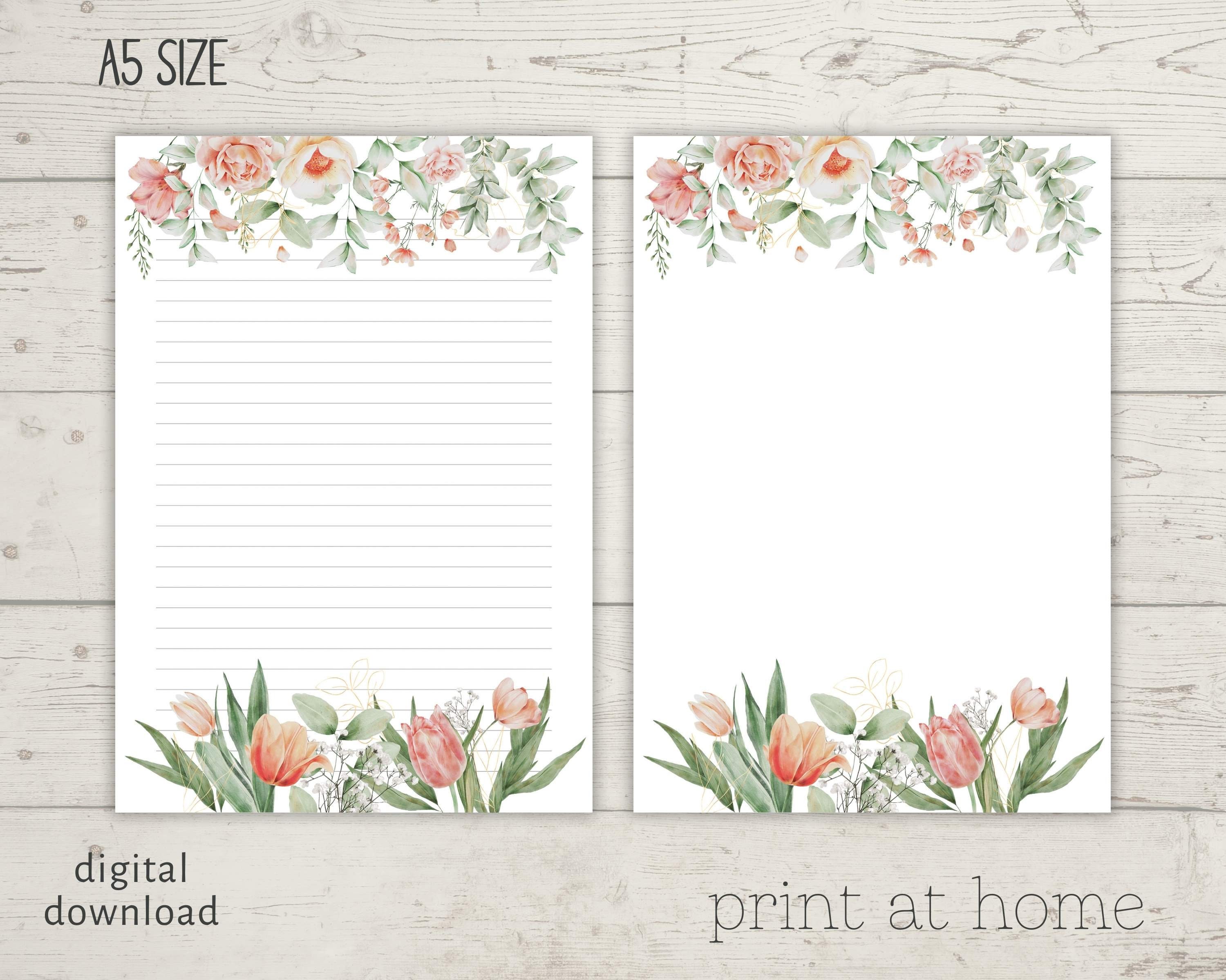 Printable Floral Letter Paper Letter Writing Paper Letter Etsy