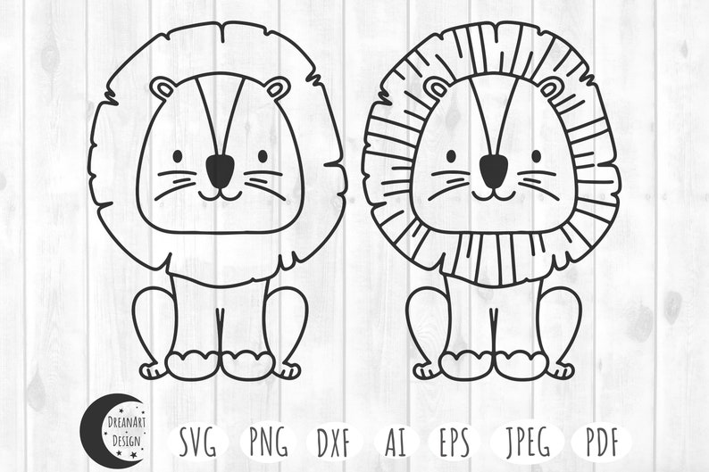 May include: Black and white line art illustration of a cartoon lion with a mane. The lion is sitting with its paws tucked under its body and has a friendly expression on its face.