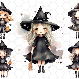 Niedliche Hexe Png Dateien für Sublimation, Hexe Clipart, Hexe Png, Halloween Clipart, Halloween Png, gruselige Cliparts, gruselige PNG, süßes Halloween