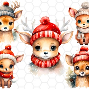 Clipart di sublimazione della renna dell'acquerello, clipart di renne, png di renne, clipart di cervi, png di cervi, clipart di Natale, png di cervi di Natale