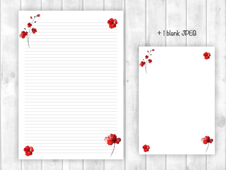 Carta da lettera stampabile floreale, Foglio di linea, Foglio, Carta da lettera stampabile floreale, Carta da lettere stampabile, Elenco delle cose da fare, Set per scrivere lettere immagine 4