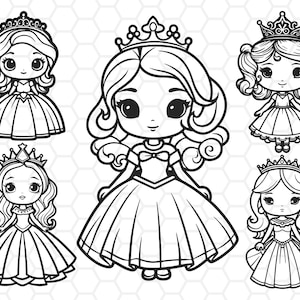 Fichiers svg princesse mignonne pour cricut, svg princesse, clipart princesse, princesse png, svg jolie fille, svg fille, svg kawaii, svg fille dessin animé