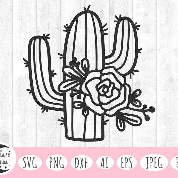 Cactus svg, cactus, floral cactus svg, plant svg, flower svg, cactus print, cactus illustration, cactus clipart, svg cactus