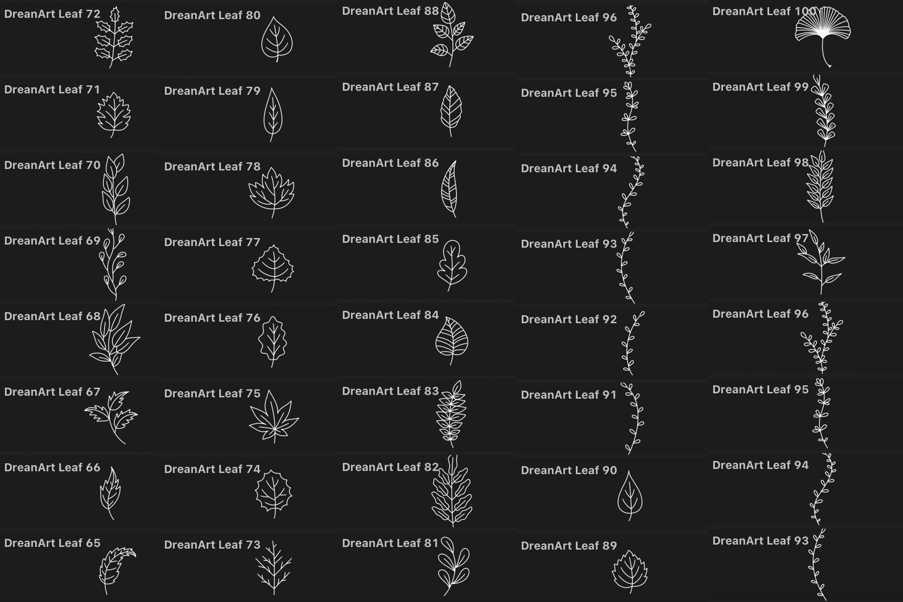 100 Leaf Procreate Brushes: Botanical Stamp Brush Set (digital Download ...