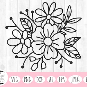Floral svg, flor svg, flor silvestre svg, primavera svg, corona floral svg, svg floral, diseño floral svg, flores svg archivos, línea flor svg