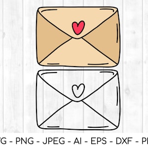 Carta de amor SVG, sobre svg, carta svg, amor svg, doodle svg, boho svg, doodle carta svg