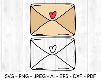 Lettre d’amour SVG, enveloppe svg, lettre svg, love svg, doodle svg, boho svg, doodle lettre svg