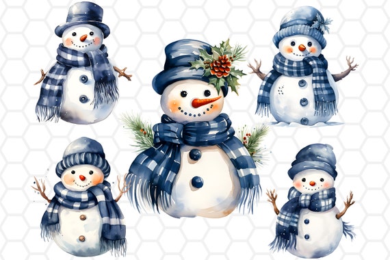 Build a Snowman Clipart Illustration Set Festive Sublimation