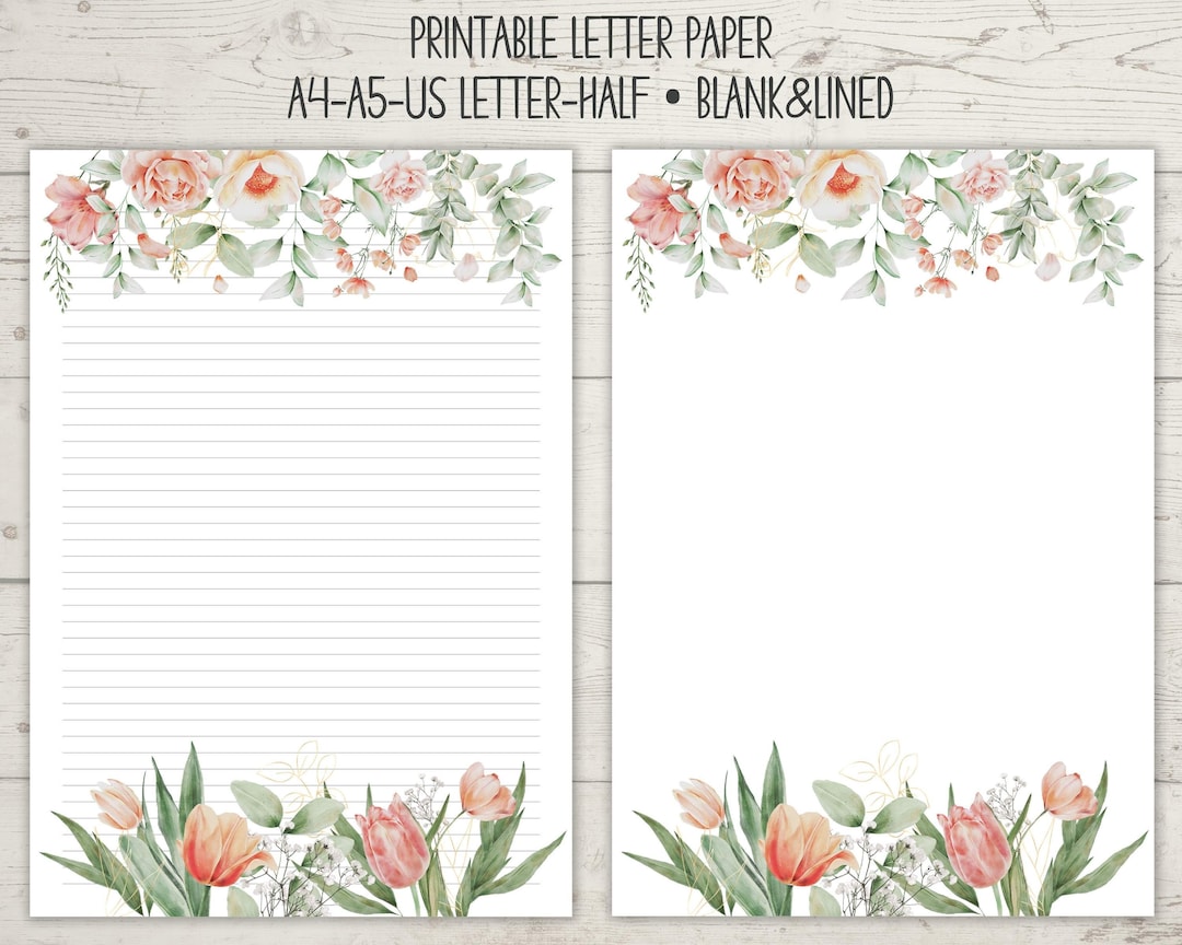 Printable Floral Letter Paper, Letter Writing Paper, Letter Stationery