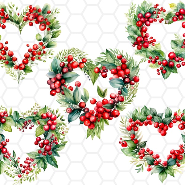 Floral Watercolor Christmas Wreath Cliparts, christmas wreath png, christmas flower png, floral wreath png, flower wreath png