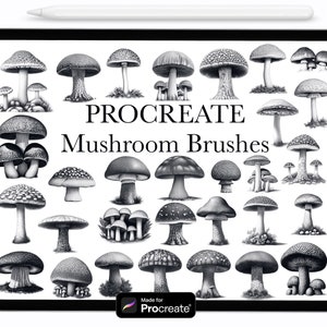 Procreate mushroom brushes, procreate brushes, procreate stamps, procreate brush, procreate, procreate stamp, procreate brush set