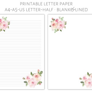 Papel de carta floral imprimible, papel de escritura de cartas, papelería de cartas, juego de escritura de cartas, papel de carta bonito, papel de escribir