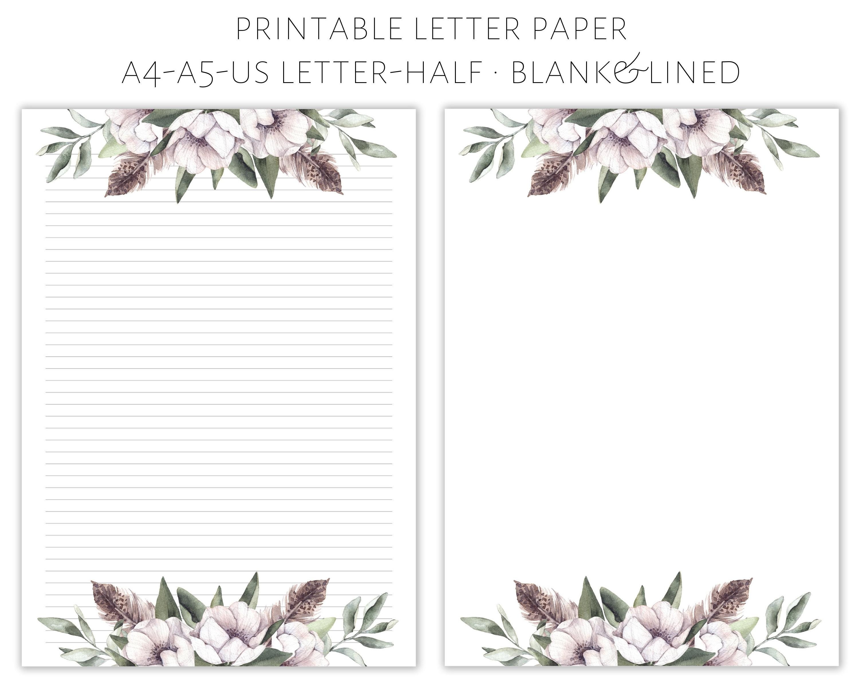 Printable Floral Letter Paper Letter Writing Paper Letter Etsy