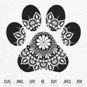 Mandala paw print svg, Paw print svg, paw svg, dog mom svg, dog svg, dog lover svg, cricut svg, téléchargement numérique, chien, populaire svg