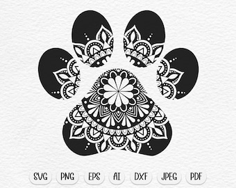 Mandala paw print svg, Paw print svg, paw svg, dog mom svg, dog svg, dog lover svg, cricut svg, digital download, dog, popular svg