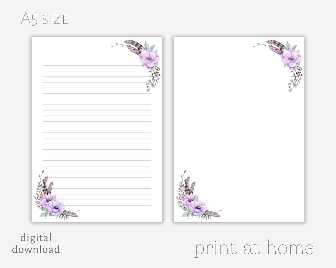 Printable Floral Letter Paper Letter Writing Paper Letter - Etsy