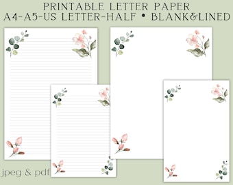 Briefpapier zum selbst ausdrucken: Liniert & Blanko (Digitaler Download)