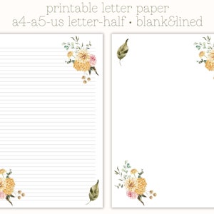 Bouquet floreale stampabile carta da lettere, set di carta da scrittura, carta da scrittura per lettere, carta da scrittura floreale, carta da lettere carina, carta da lettere