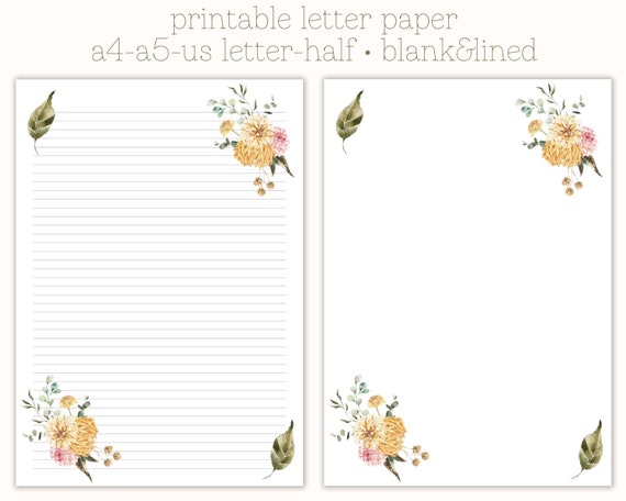 Printable Letter Paper, Letter Writing Paper, Decorative Paper, Pretty  Letter Paper, Printable Stationary, Fancy Letter Paper, Floral Paper -   Israel