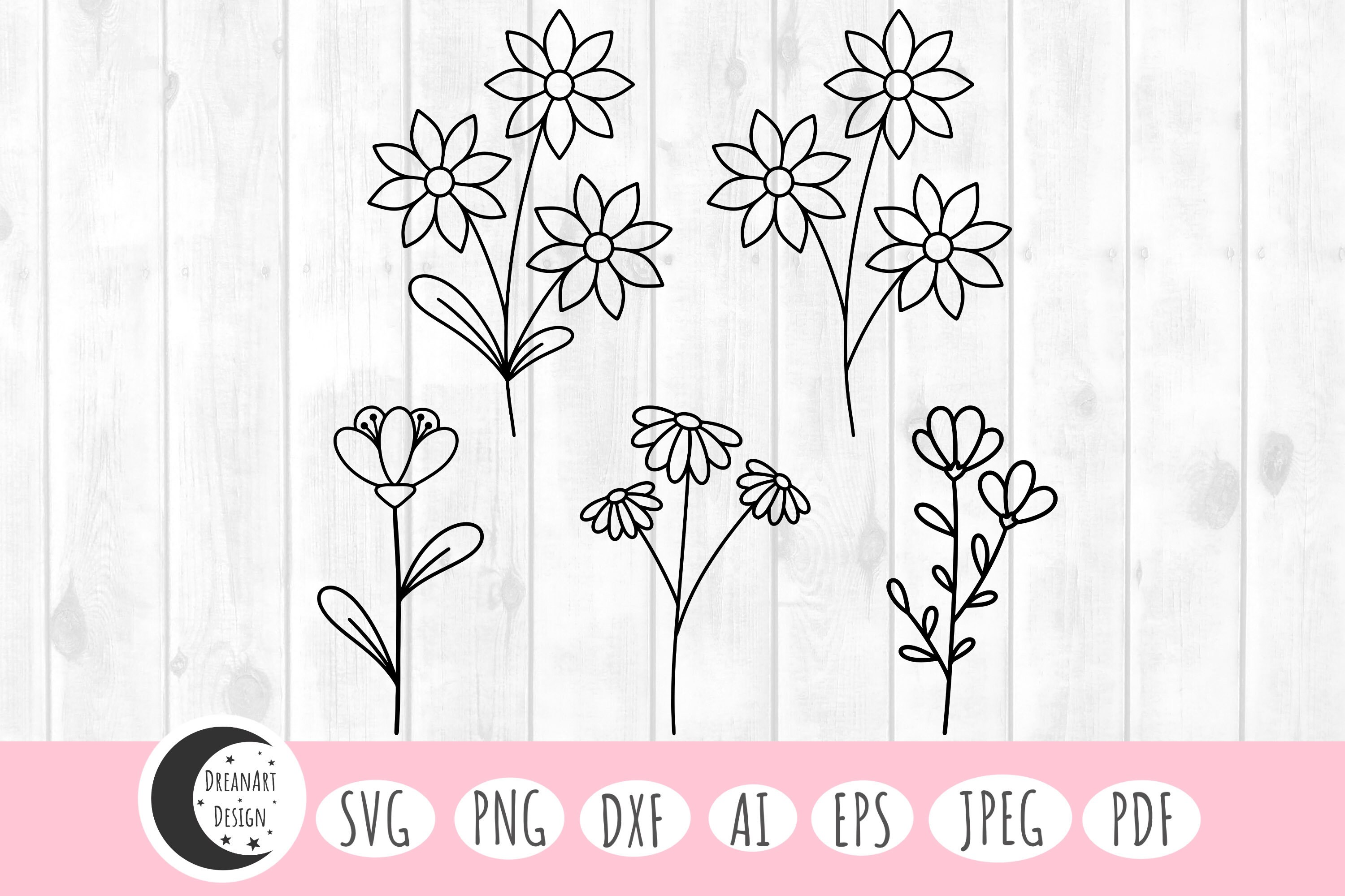 Flower Svg Floral Svg Flower Bouquet Svg Line Flower Svg - Etsy Canada