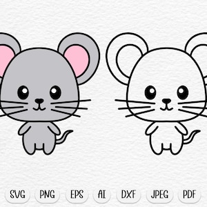 Muis svg, muis clipart, schattige muis svg, dier svg, schattig dier svg, kawaii svg, schattige svg, svg bestanden voor cricut, cricut svg, baby svg