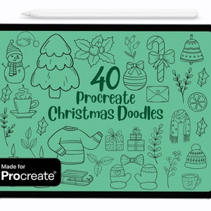Procreate christmas doodle stamp brushes, Procreate, Procreate brushes, Procreate stamps, Procreate christmas