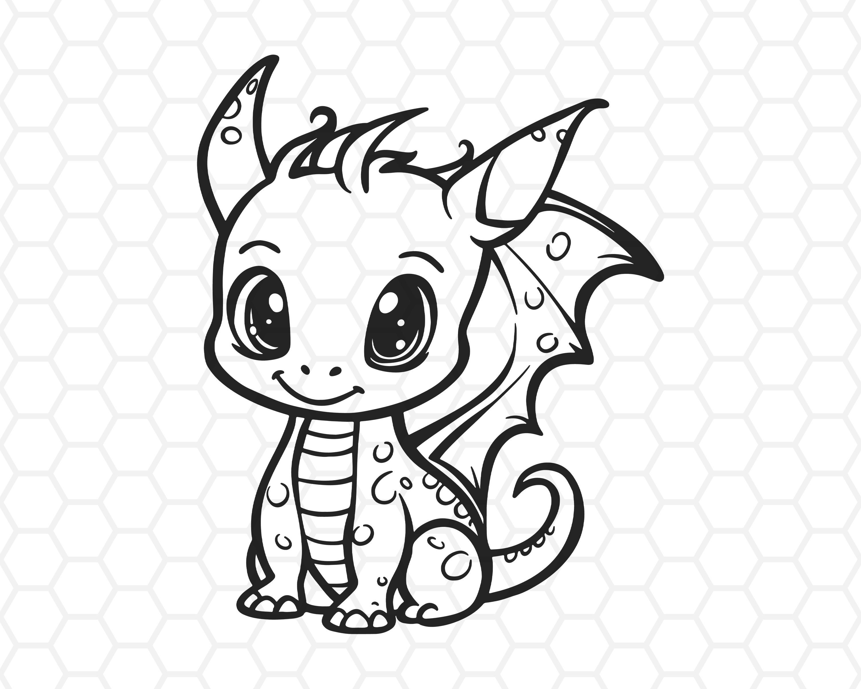 Cute Dragon Clipart Black And White