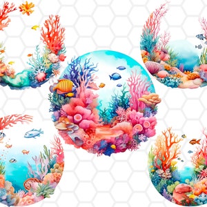 Coral reef sublimation designs, coral reef clipart, coral reef png, ocean clipart, ocean png, ocean life clipart, ocean sublimation
