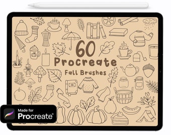 60 Fall Procreate Stamps: Autumn Brush Set (Digital Download)