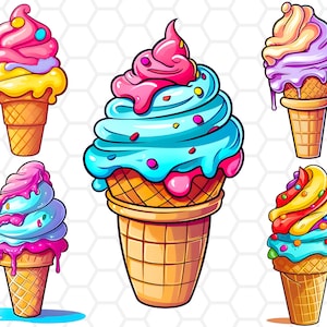 Pacote de clipart de sorvete, clipart de sorvete, sorvete png, clipart de verão, verão png, doces clipart, aquarela png