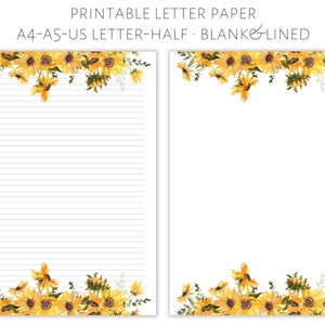 Carta per lettere stampabile, carta girasole, carta per lettere, carta decorativa, carta per lettere carina, carta per lettere fantasia, carta floreale