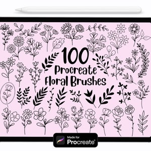100 pennelli per fiori Procreate, pennelli Procreate, timbri Procreate, pennelli per fiori Procreate, pennello floreale Procreate