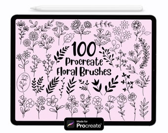 100 Floral Stamp Brushes for Procreate (Brushset File)