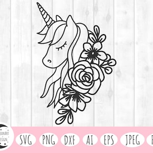 Floral Unicorn SVG: Magical Clipart for Cricut & Silhouette (Digital Files)