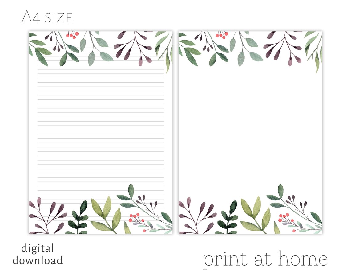 Printable Floral Letter Paper Letter Writing Paper Letter Etsy Canada